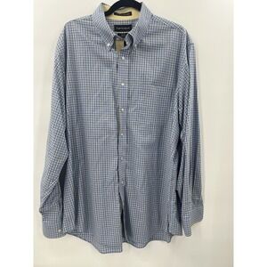 Paul Fredrick Dress Shirt 17 1/2 36 Classic Fit Blue Check Non Iron Button Down